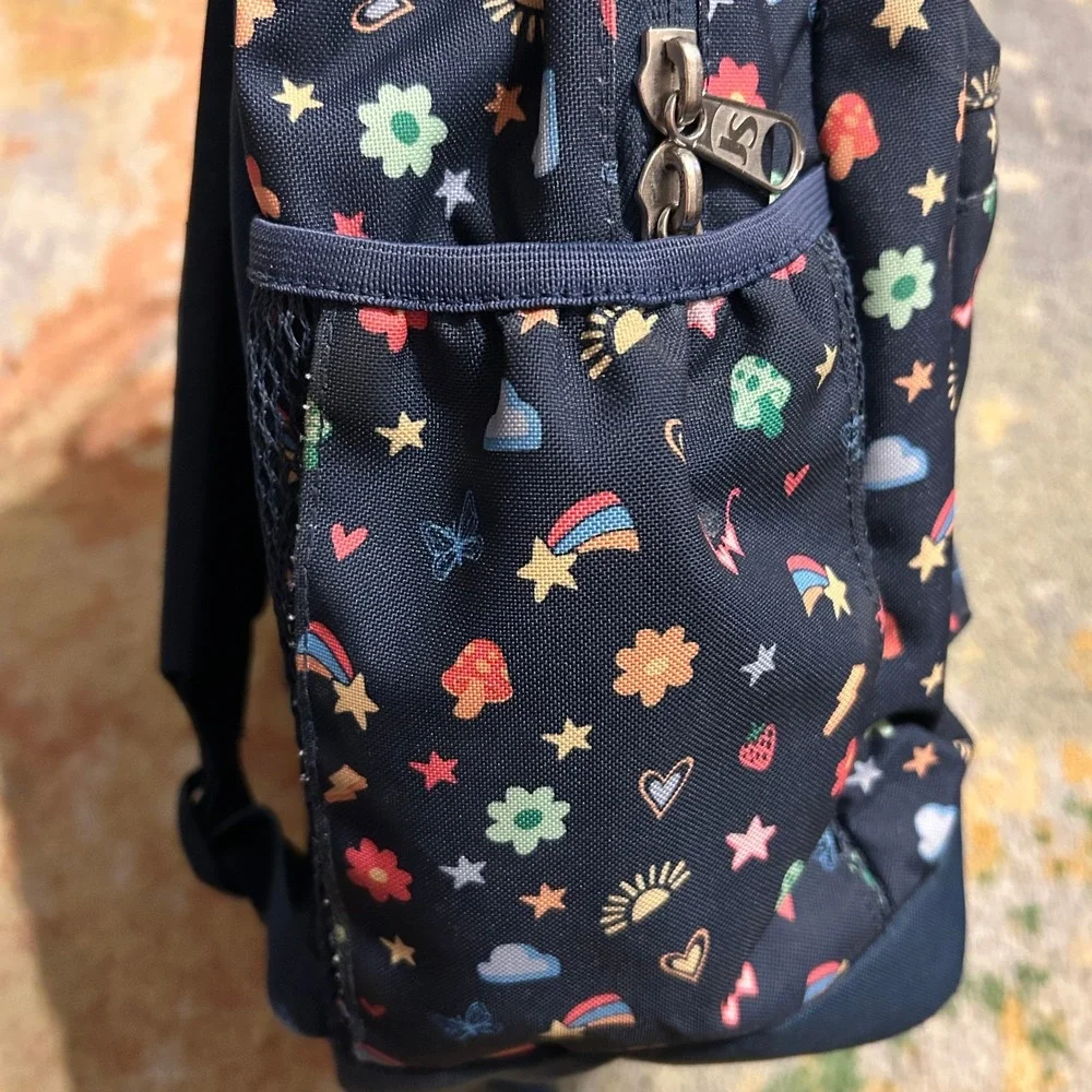 JanSport Cross Town Plus Backpack Navy Whimsical Rainbow Mushroom Print JS0A7ZNZ